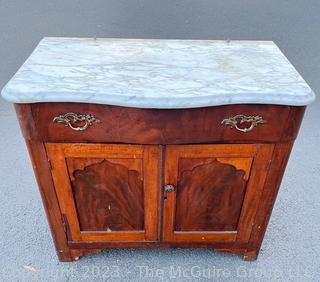 Antique Eastlake Marble Top Cabinet Wash Stand. 17" x 30" x 28"