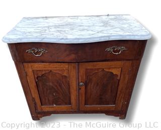 Antique Eastlake Marble Top Cabinet Wash Stand. 17" x 30" x 28"