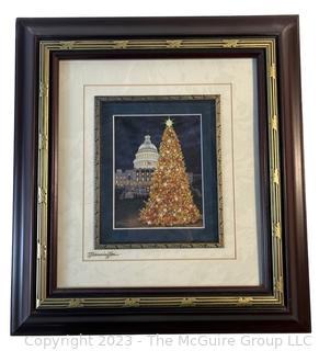 Framed Under Glass White House at Christmas by Teresa Pennington.  14" x 16"