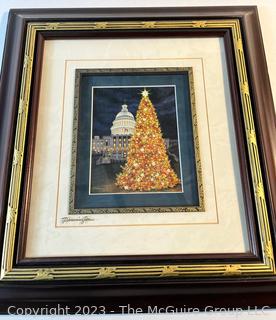 Framed Under Glass White House at Christmas by Teresa Pennington.  14" x 16"