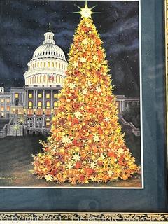 Framed Under Glass White House at Christmas by Teresa Pennington.  14" x 16"