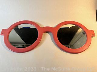 Pink Retro Wall Mount Sunglasses Mirror.  12" x 31".