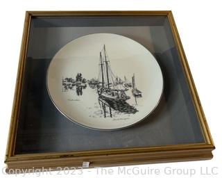 Framed Under Glass Porcelain Collectors Plate. 