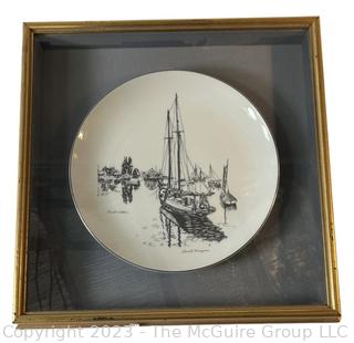 Framed Under Glass Porcelain Collectors Plate. 