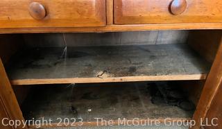 Antique Primitive Pine Covered Dough Box or Sugar Cabinet.  41" x 19" x 35".