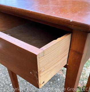 Primitive Maple Drop Leaf Side or End Table with Drawer.  39" wide when extended.