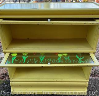 Two Stack Painted Glass Front Barrister Bookcase, Separates.  36" x 34" x 11".