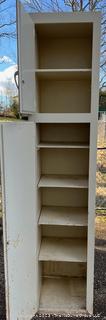 White Painted Mid Century Stand Alone Broom Cupboard or Cabinet.  18" x 20" x 81"