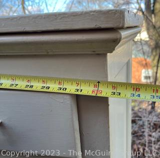 White Painted Two Drawer Glass Front Book Case or Cabinet.  54" x 33" x 12".