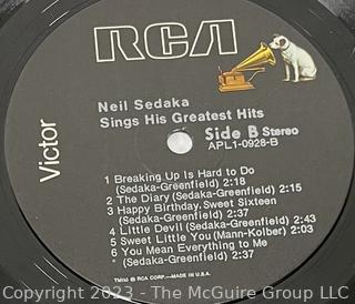 Vinyl Record Album: Neil Sedaka, "Neil Sedaka Sings His Greatest Hits", RCA Victor Records 1962.