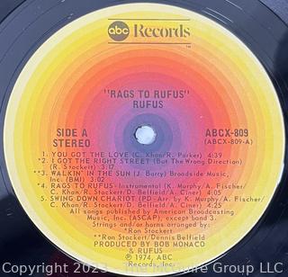 Vinyl Record Album: Rufus Featuring Chaka Khan, "Rags To Rufus", ABC Records 1974.