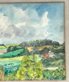 Framed Under Glass Landscape Watercolor by Artist Lilian Giffen (1872-1950). Note on Back of Frame.  16" x 19".