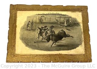 Decorative Wall Art of Bullfight. 10 1/2 x 7 1/2"