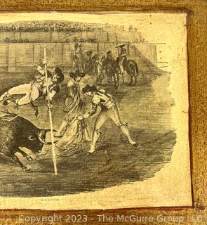 Decorative Wall Art of Bullfight. 10 1/2 x 7 1/2"