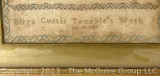 1804 Antique Framed Under Glass Sampler by Eliza Custis Teackle