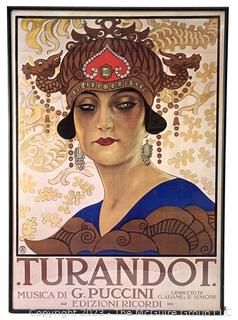 Framed Under Glass Reprint of Theater Poster of Turandot Puccini Opera G. Ricordi. 18" x 25".