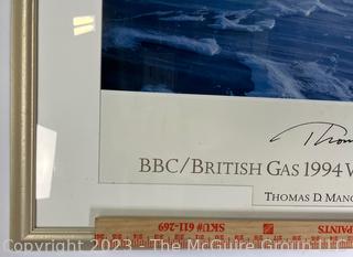 Framed Under Glass BBC/British Gas 1994 Wildlife Photograph of The Year by Thomas D. Mangelsen "Born Of The North Wind".  23" x 40".