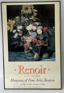 Framed Under Glass Color Poster From Renoir Exhibit, Museum of Fine Arts, Boston. 