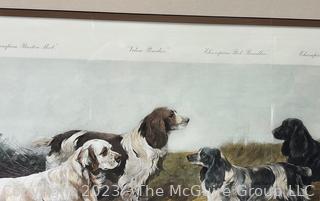 Framed Under Glass Color Print of Field Spaniels of the 20th Century by Arthur Wardle.  34" x 40"
