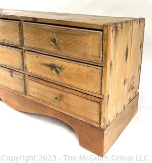 Primitive Antique 9 Drawer Pine Apothecary Specimen Cabinet.   8" x 12" x 31".