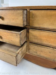 Primitive Antique 9 Drawer Pine Apothecary Specimen Cabinet.   8" x 12" x 31".