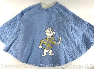 Vintage Blue Quilted Poodle Skirt with Bulldog Applique 