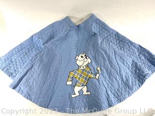 Vintage Blue Quilted Poodle Skirt with Bulldog Applique 