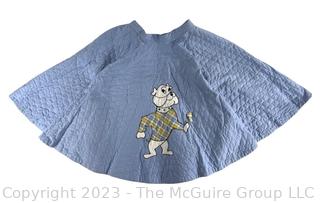 Vintage Blue Quilted Poodle Skirt with Bulldog Applique 