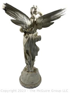 Cast Iron Standing Angel with Wings Painted White.  19" tall.