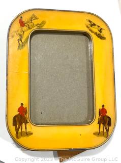 Hand Mirror, Enamel Painted Frame, Shoe Form, Tin Hand Warmer and Game