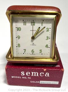 Two (2) Vintage Alarm Clocks Including Ingraham and Semca Travel Clock in Box