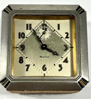 Chrome Art Deco Style Westclox Alarm Clock, Untested