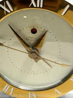 Mid Century Art Deco Style Lucite & Brass Electric Desk Mantel Clock by Telechron, Untested