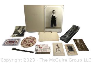 Collection of Sterling Silver Matcha Straw, Postcards, 1958 Midgets All Stars Patch and Photographs