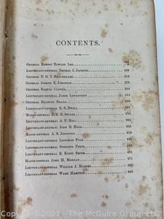 Book: "Southern Generals Their Lives and Campaigns" by William Parker Snow 1866  