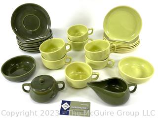 Set of Russel Wright Steubenville Mid Century Modern Dishware in Chartreuse Green