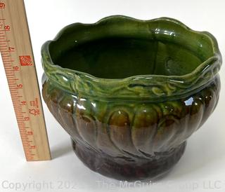 Green & Brown Blended Art Pottery Ceramic Jardiniere 