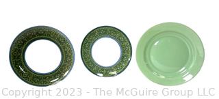 Three (3) Dinner Plates Including Jadeite.