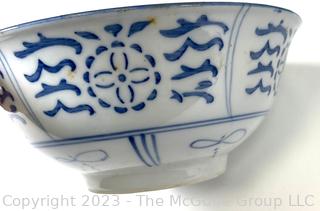 Three (3) Pieces of Hand Painted Pottery Including Morton, Faience De Stamano and Blue and White Asian Bowl.