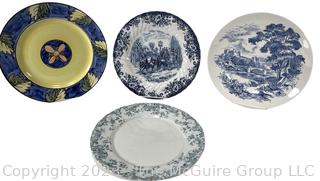 Four (4) Porcelain Dinner Plates Including Transferware.