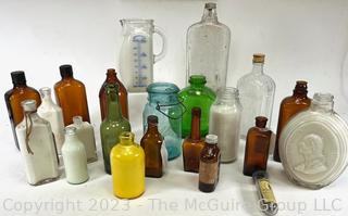 Collection of Vintage Glass Bottles and Containers. 