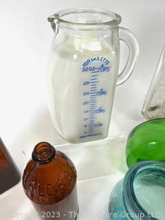 Collection of Vintage Glass Bottles and Containers. 