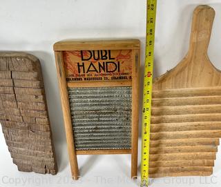 Three (3) Primitive Wood Washboards.