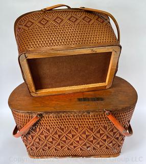 Two (2) Redmon Wicker Woven Picnic Baskets, Peru Indiana 