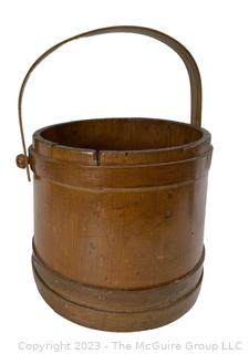 Mid 19th Century Wooden Firkin Sugar Bucket, No Lid.