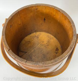 Mid 19th Century Wooden Firkin Sugar Bucket, No Lid.