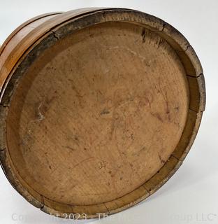 Mid 19th Century Wooden Firkin Sugar Bucket, No Lid.