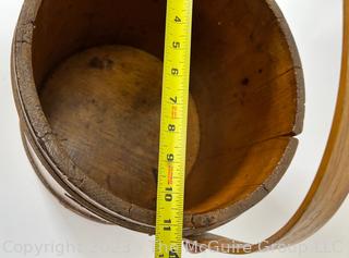 Mid 19th Century Wooden Firkin Sugar Bucket, No Lid.