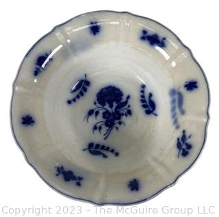 Blue & White Porcelain China Flow Blue Serving Bowl. 14" x 5"