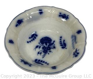 Blue & White Porcelain China Flow Blue Serving Bowl. 14" x 5"